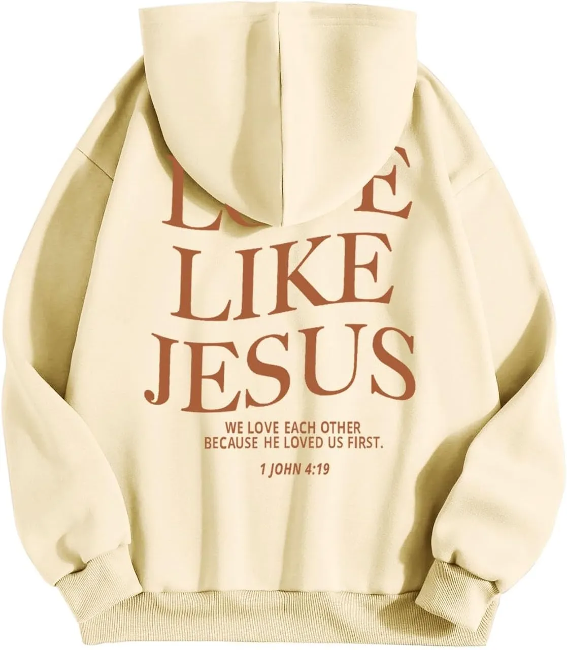Love Like Jesus Graphic Christian Hoodies for Women Girls Bible Verse Oversized Long Sleeve Pocket Y2K Sweatshirt