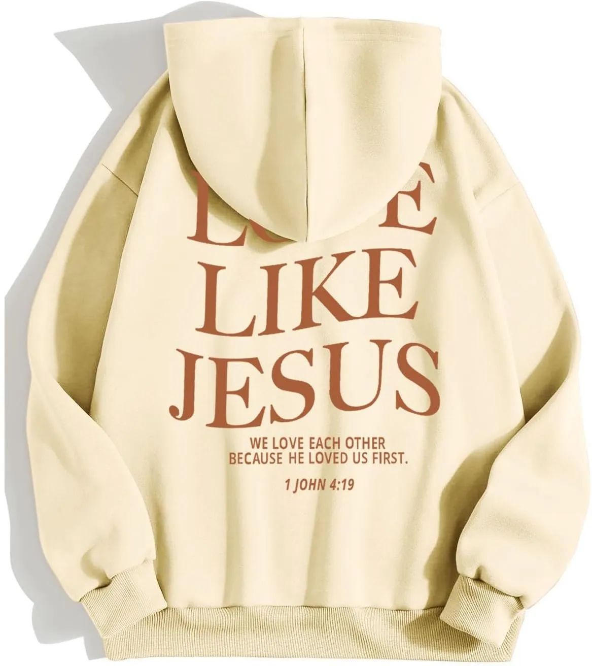 Love Like Jesus Graphic Christian Hoodies for Women Girls Bible Verse Oversized Long Sleeve Pocket Y2K Sweatshirt