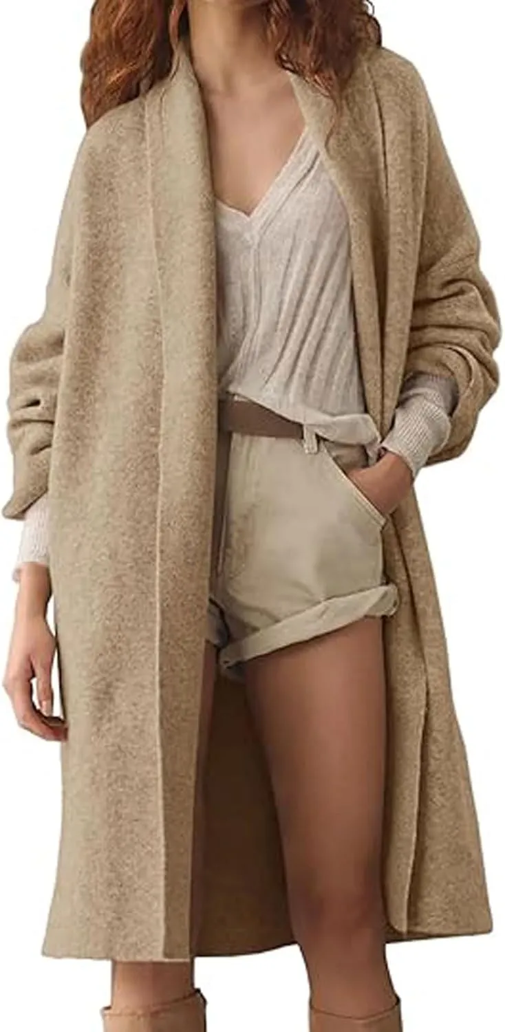 loveimgs Women Chunky Knit Cardigan Sweater Long Open Front Cardigan Jacket Oversized Knitted Trench Coat Duster Coatigan