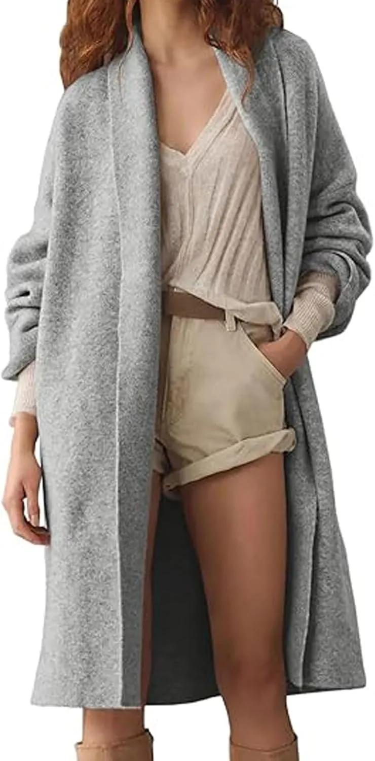 loveimgs Women Chunky Knit Cardigan Sweater Long Open Front Cardigan Jacket Oversized Knitted Trench Coat Duster Coatigan