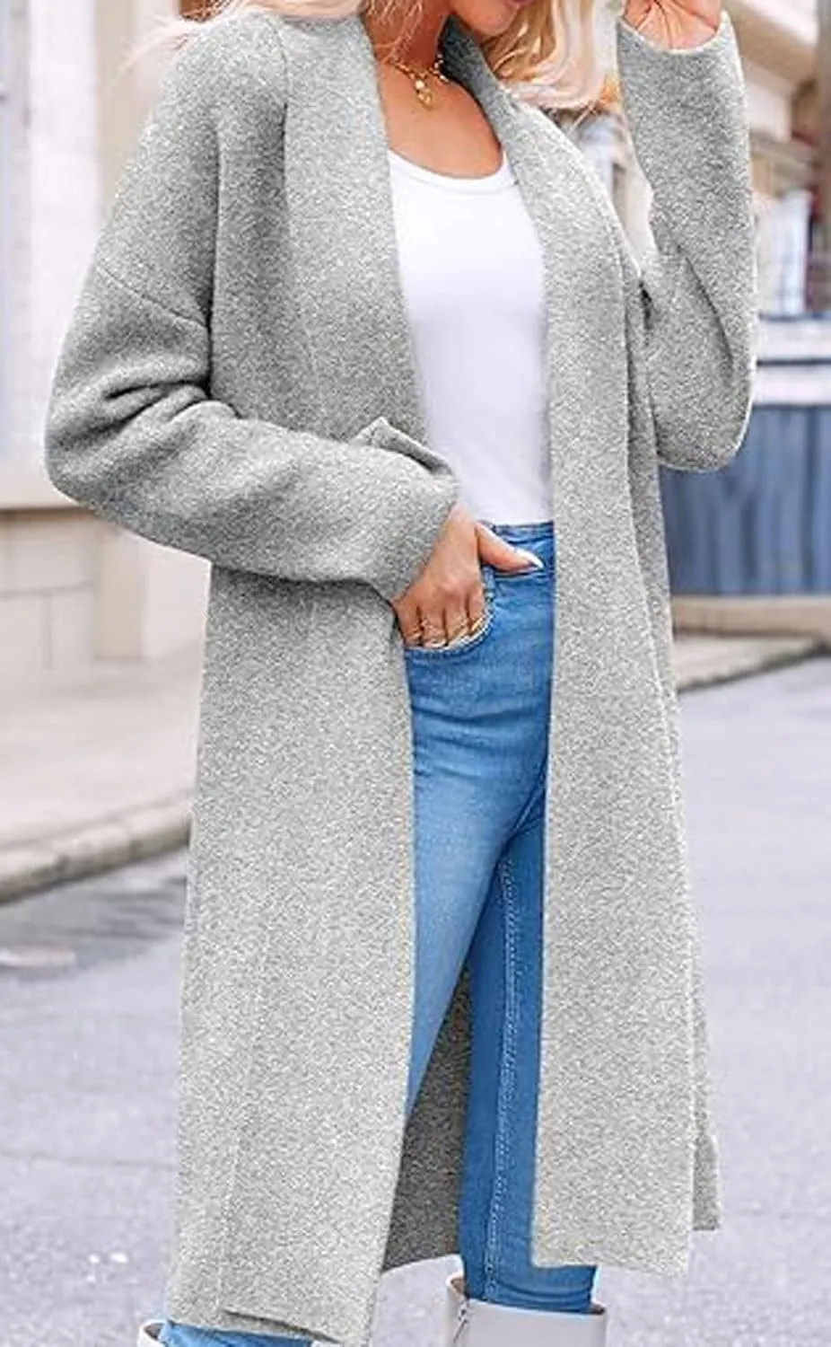 loveimgs Women Chunky Knit Cardigan Sweater Long Open Front Cardigan Jacket Oversized Knitted Trench Coat Duster Coatigan