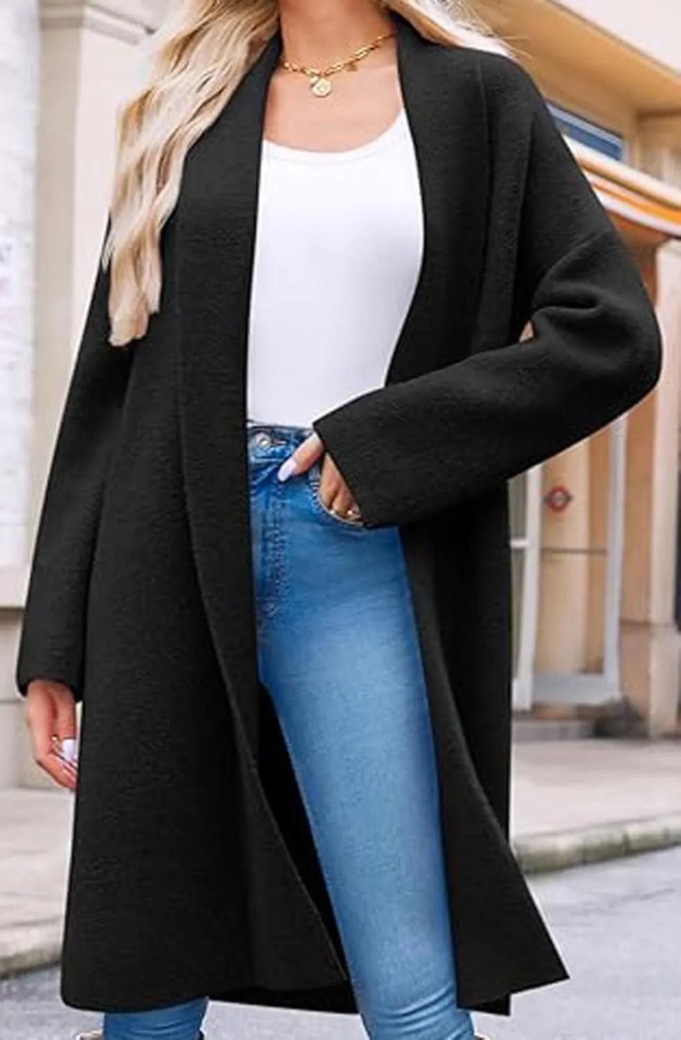 loveimgs Women Chunky Knit Cardigan Sweater Long Open Front Cardigan Jacket Oversized Knitted Trench Coat Duster Coatigan