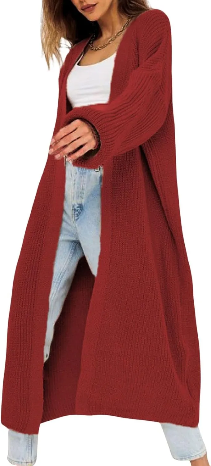 loveimgs Women Oversized Rib Knitted Open Front Cardigan Sweater Long Sleeve Chunky Knit Sweater Jacket Fall Coat
