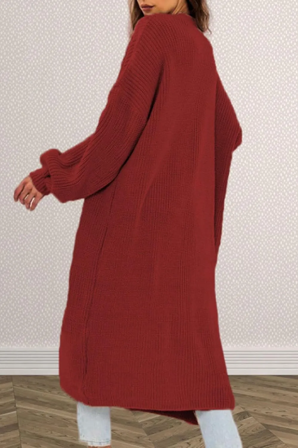 loveimgs Women Oversized Rib Knitted Open Front Cardigan Sweater Long Sleeve Chunky Knit Sweater Jacket Fall Coat