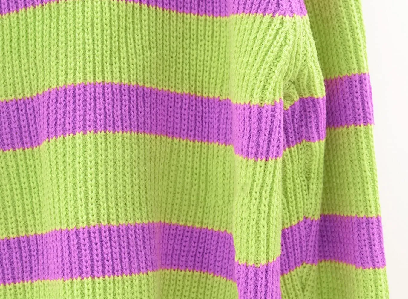 loveimgs Women Oversized Striped Knit Sweater Pullover Long Sleeve Rainbow Turtleneck Sweater Jumper
