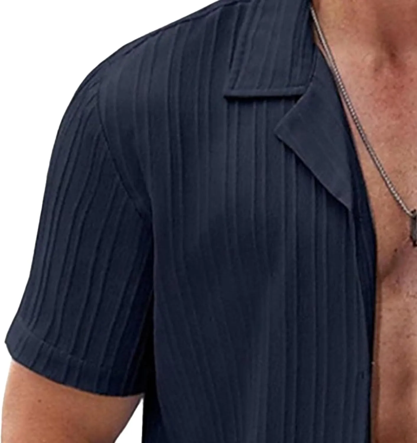 Maiyifu-GJ Mens Lightweight Linen Shirts Summer Casual Short Sleeve Button Down Shirts Slim Fit Business Formal Dress Shirt