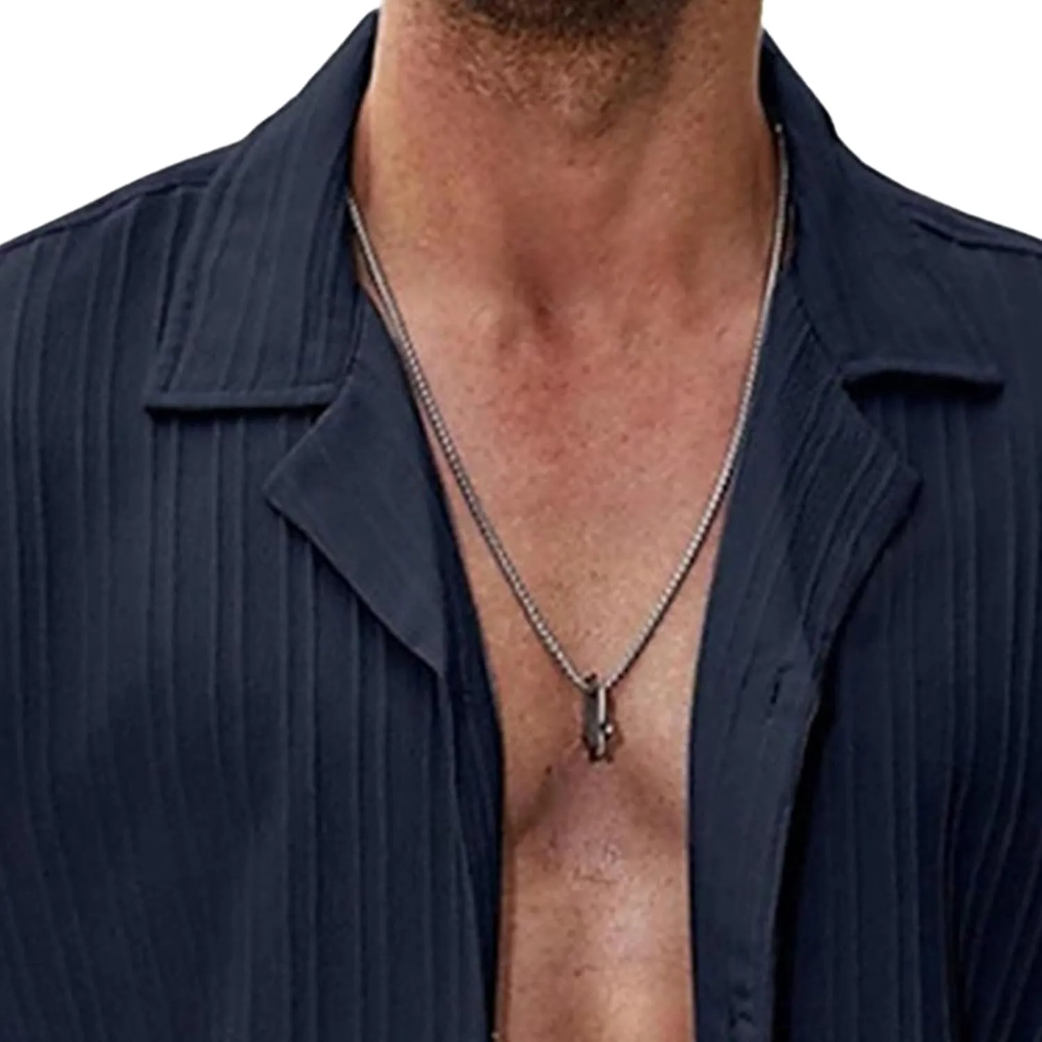 Maiyifu-GJ Mens Lightweight Linen Shirts Summer Casual Short Sleeve Button Down Shirts Slim Fit Business Formal Dress Shirt