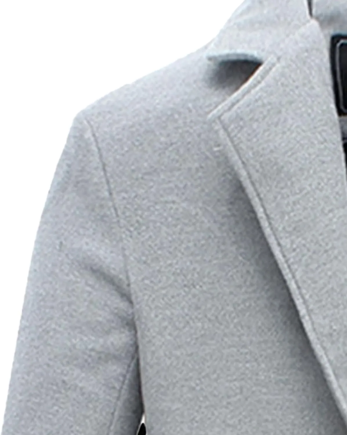 Maiyifu-GJ Mens Slim Fit Long Trench Coat Wool Blend Overcoat Warm Winter Single Breasted Coat Mid-Length Outerwear
