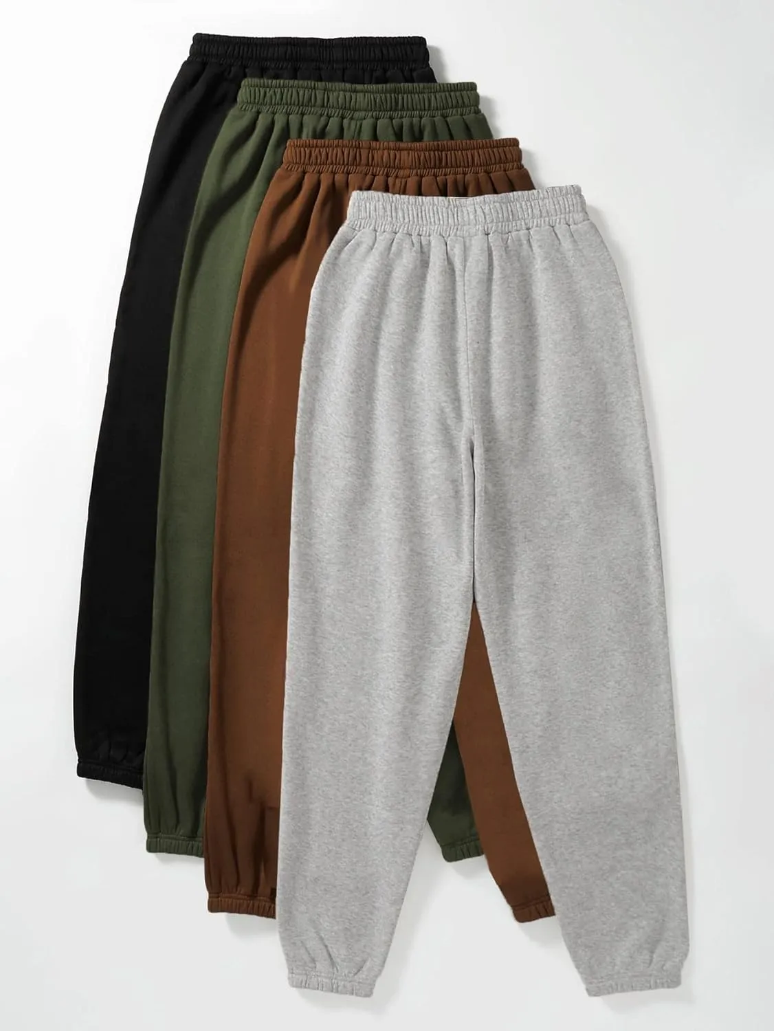 MakeMeChic Women's 4pack Thermal Lined Jogger Sweatpants Workout Running Lounge Pants