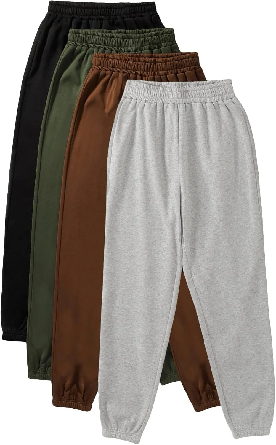 MakeMeChic Women's 4pack Thermal Lined Jogger Sweatpants Workout Running Lounge Pants