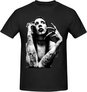 Marilyn Muisc Manson T Shirt Mens Printed Graphic Casual Breathable Crewneck Short Sleeve Top Tees