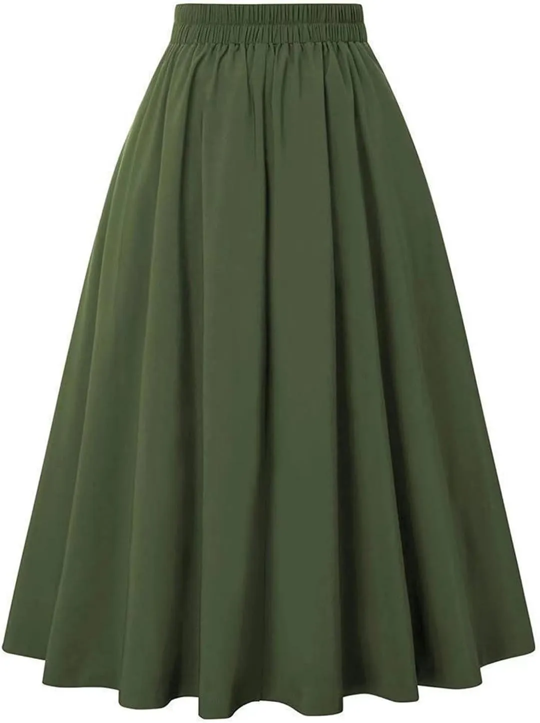 Maxi Skirt Womens Summer Fall High Elastic Waist Pleated Dresses Casual Flared Midi A Line Lady Skirt for Women Trendy