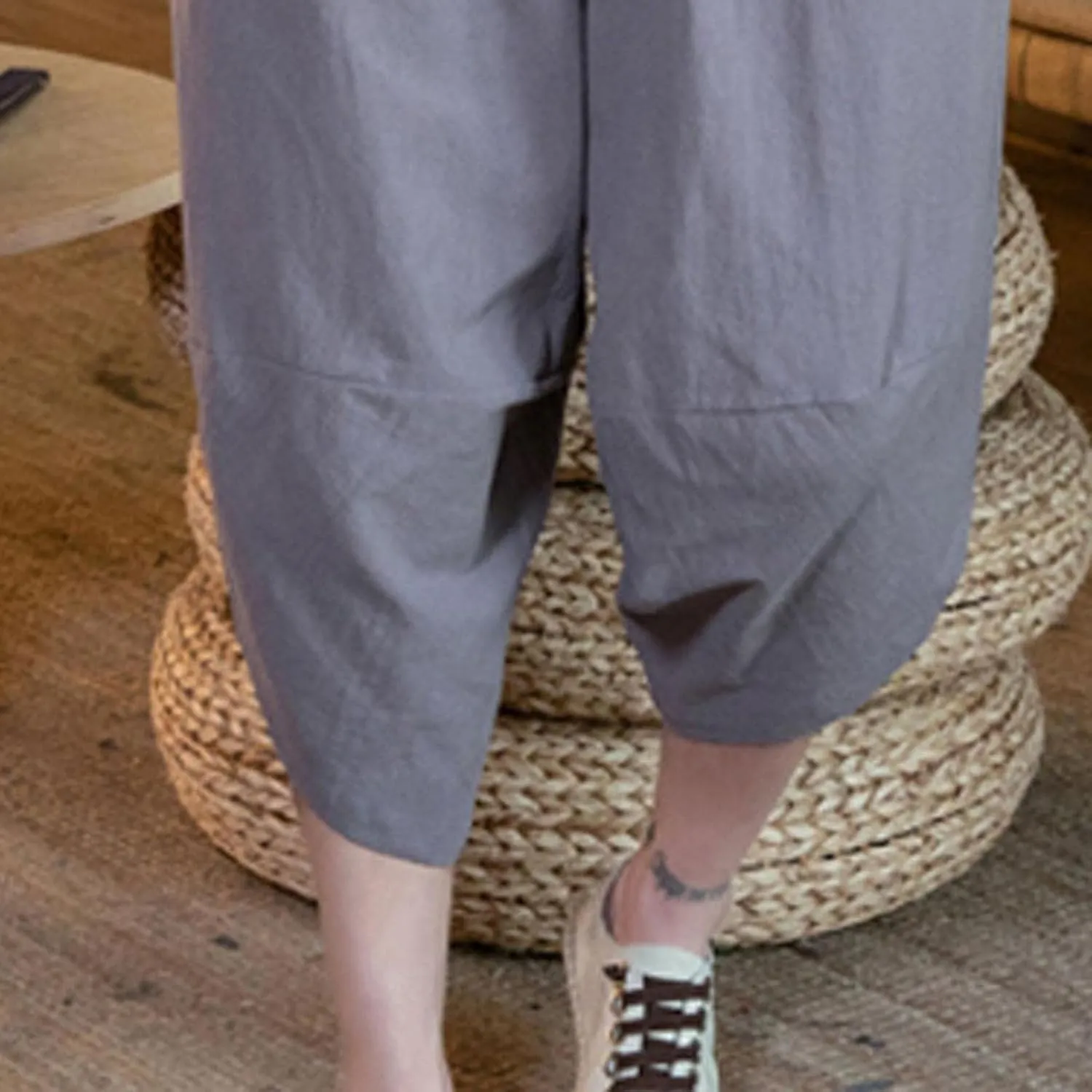 Men 2 Piece Shorts Outfits Cotton Linen Tracksuit Sets Short Sleeve V Neck Tops Long Pants Set Beachwear Jogging Suit