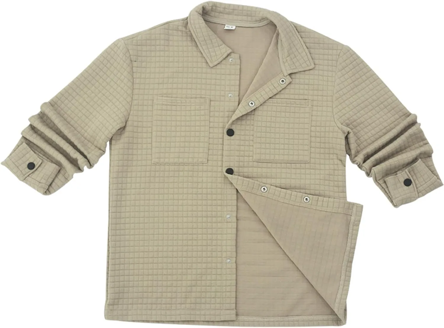 Men Casual Plaid Shirt Long Sleeve Lapel Button Cotton Casual Coat Outdoor Sport Travel Daily Clothes with Pocket