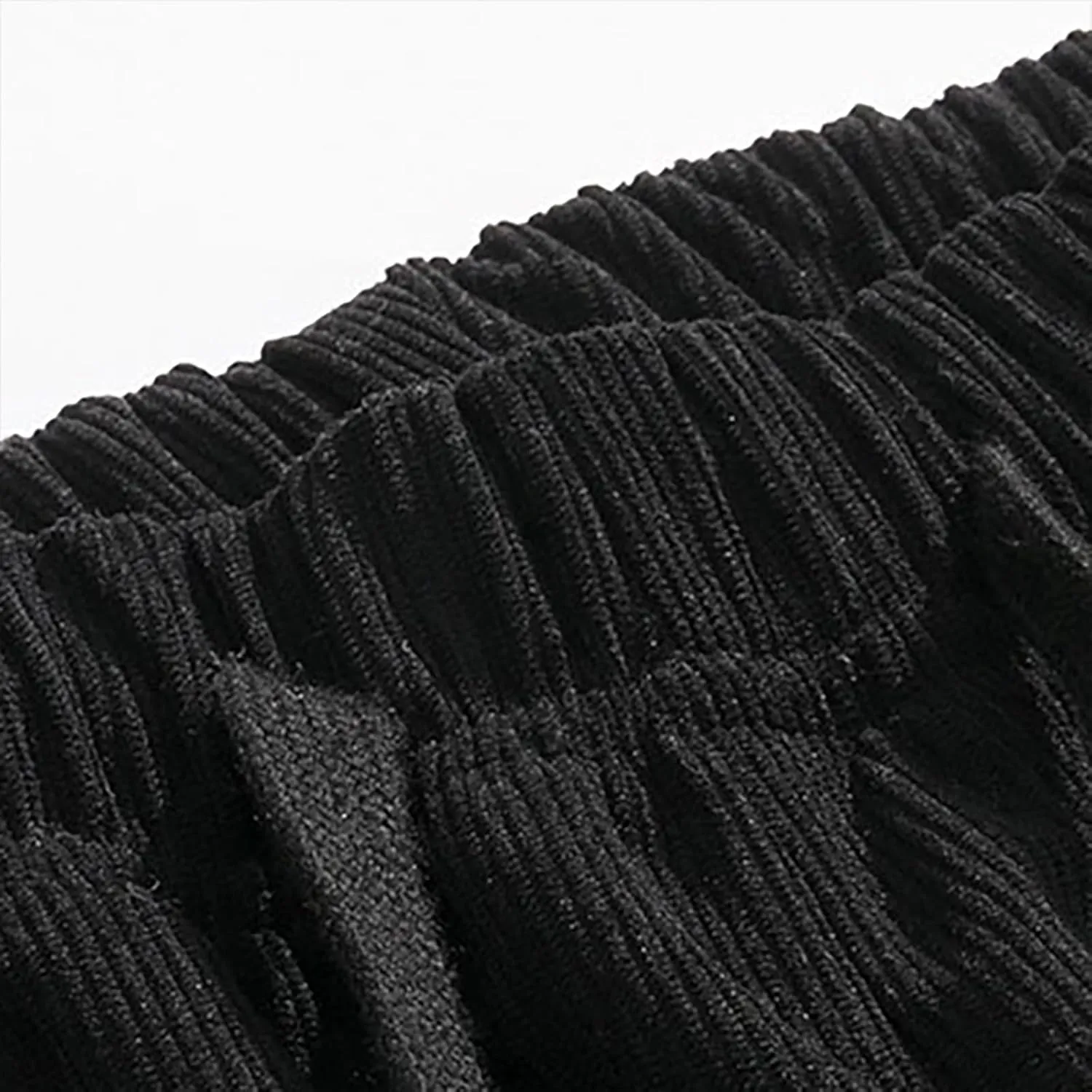 Men Corduroy Cargo Pant Casual Baggy Sweatpant Drawstring Elastic Waist Straight Leg Relaxed Fit Trouser with Pockets