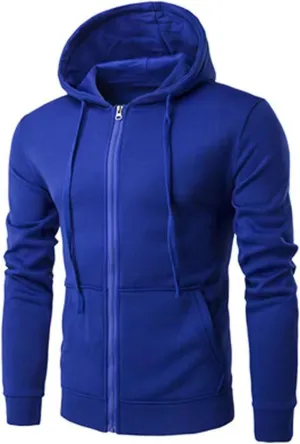 Men Fall Fashion Sweatshirts Long Sleeve Solid Color Hoodies Sweatshirt Full Zipper Drawstraing Jacket with Pockets