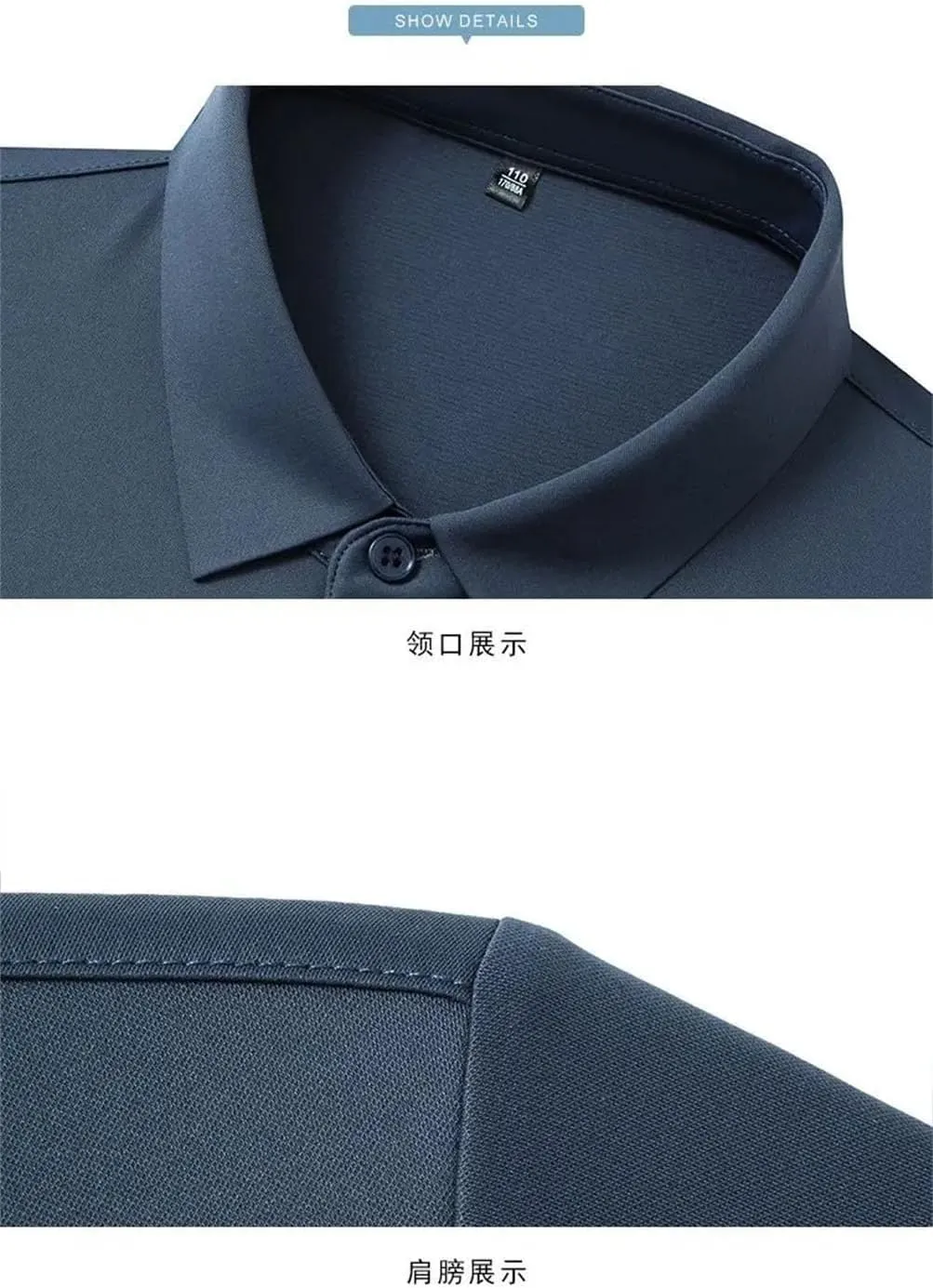 Men Long Sleeve Dress Shirts Business Button Invisible Elastic Tops Casual Button Down Shirts Solid Formal Shirt