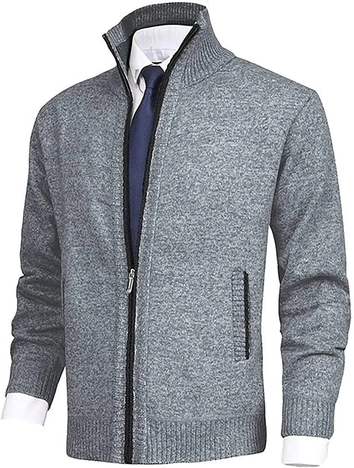 Mens 2023 Shawl Collar Cardigan Sweater Cable Knit Button Down Casual Sweater Long-Sleeve Sweater with Pockets