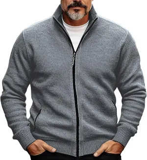 Mens 2023 Shawl Collar Cardigan Sweater Cable Knit Button Down Casual Sweater Long-Sleeve Sweater with Pockets
