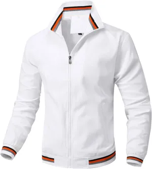 Mens Bomber Jacket Lightweight Casual Fall Spring Windbreaker Zip Up Coat Business Casual Dressy Jackets with Pockets