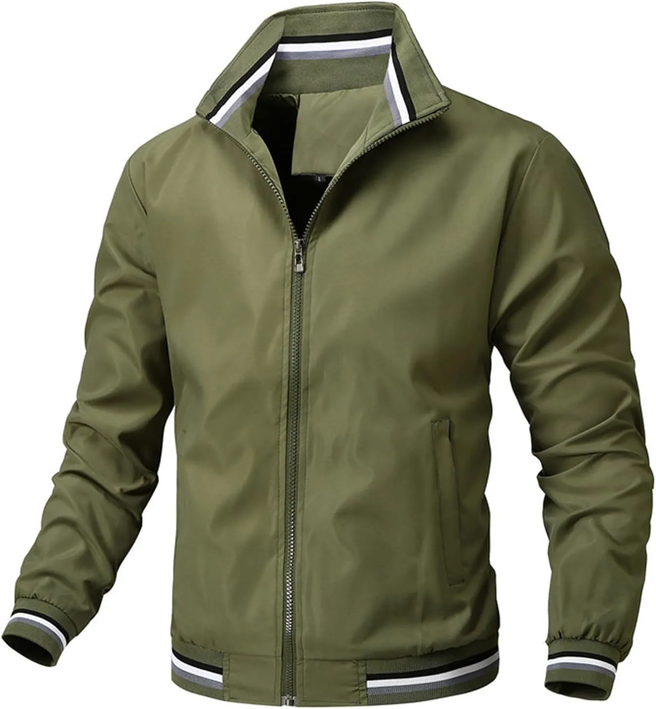 Mens Bomber Jacket Lightweight Casual Fall Spring Windbreaker Zip Up Coat Business Casual Dressy Jackets with Pockets