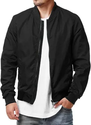 Mens Bomber Jacket Lightweight Slim Fit Softshell Windbreaker