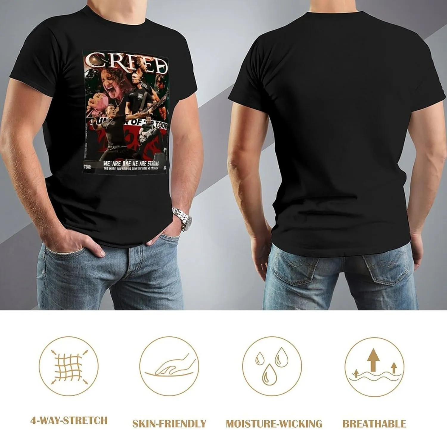 Men's Breathable Cotton T-Shirts Comfortable Cool Casual Crew Neck Shirts