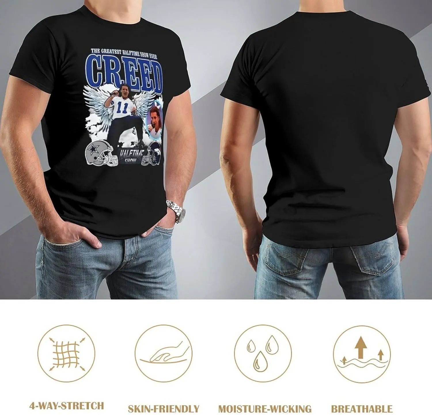 Men's Breathable Cotton T-Shirts Comfortable Cool Casual Crew Neck Shirts