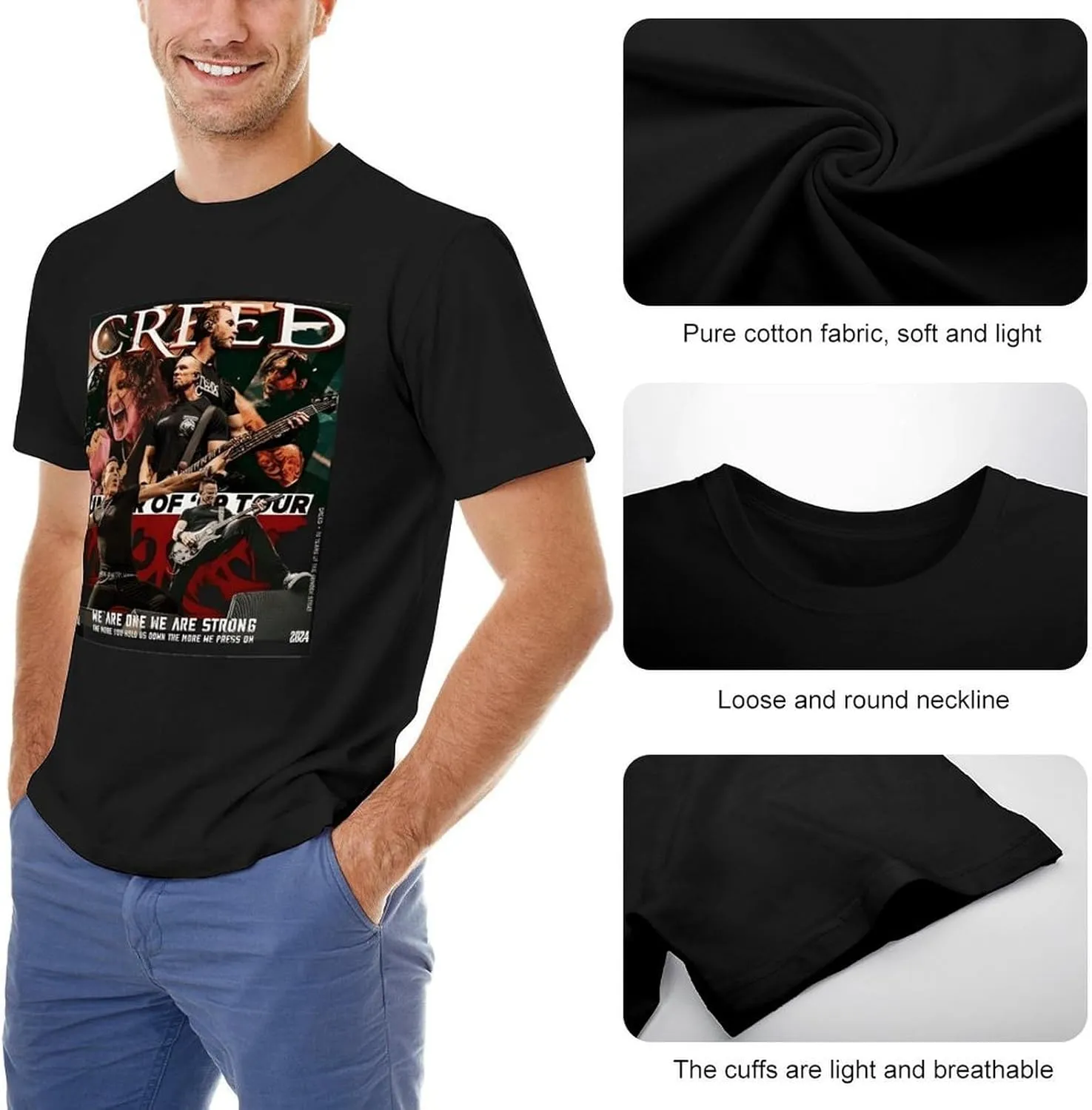 Men's Breathable Cotton T-Shirts Comfortable Cool Casual Crew Neck Shirts