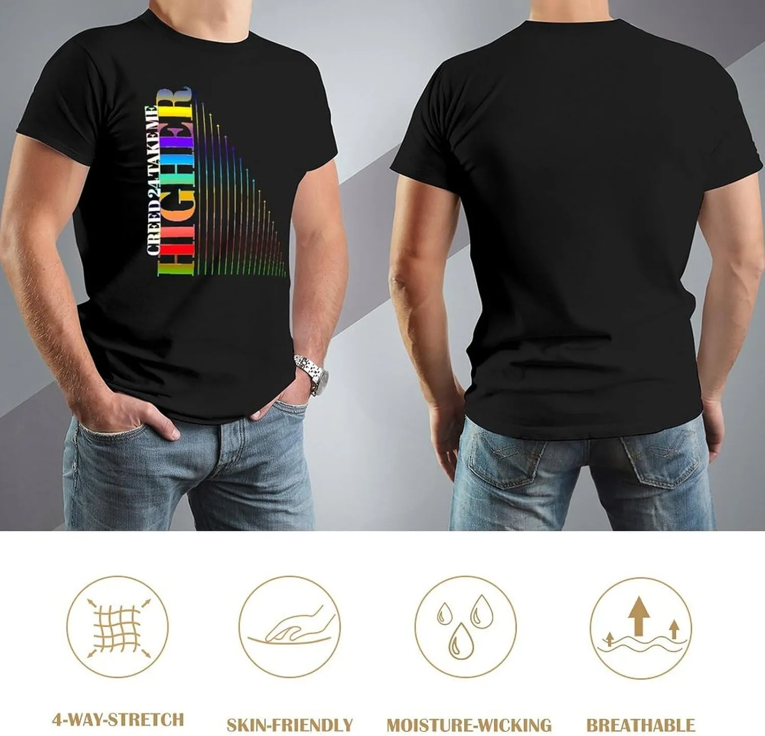 Men's Breathable Cotton T-Shirts Comfortable Cool Casual Crew Neck Shirts