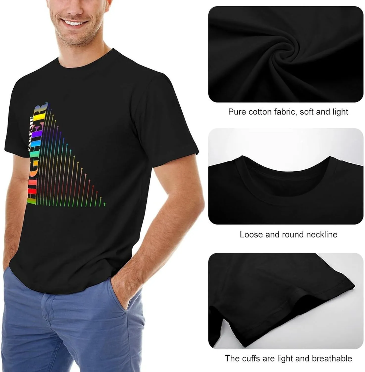 Men's Breathable Cotton T-Shirts Comfortable Cool Casual Crew Neck Shirts