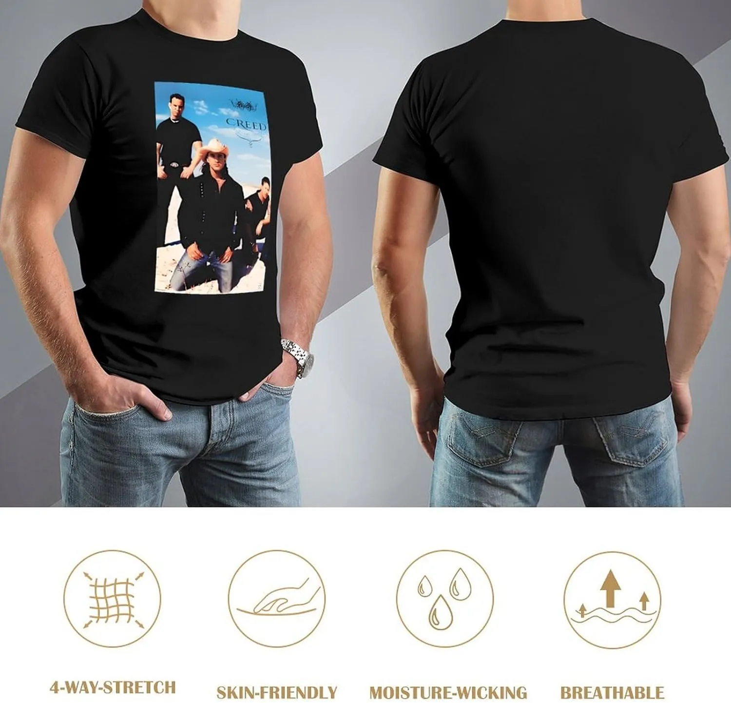 Men's Breathable Cotton T-Shirts Comfortable Cool Casual Crew Neck Shirts