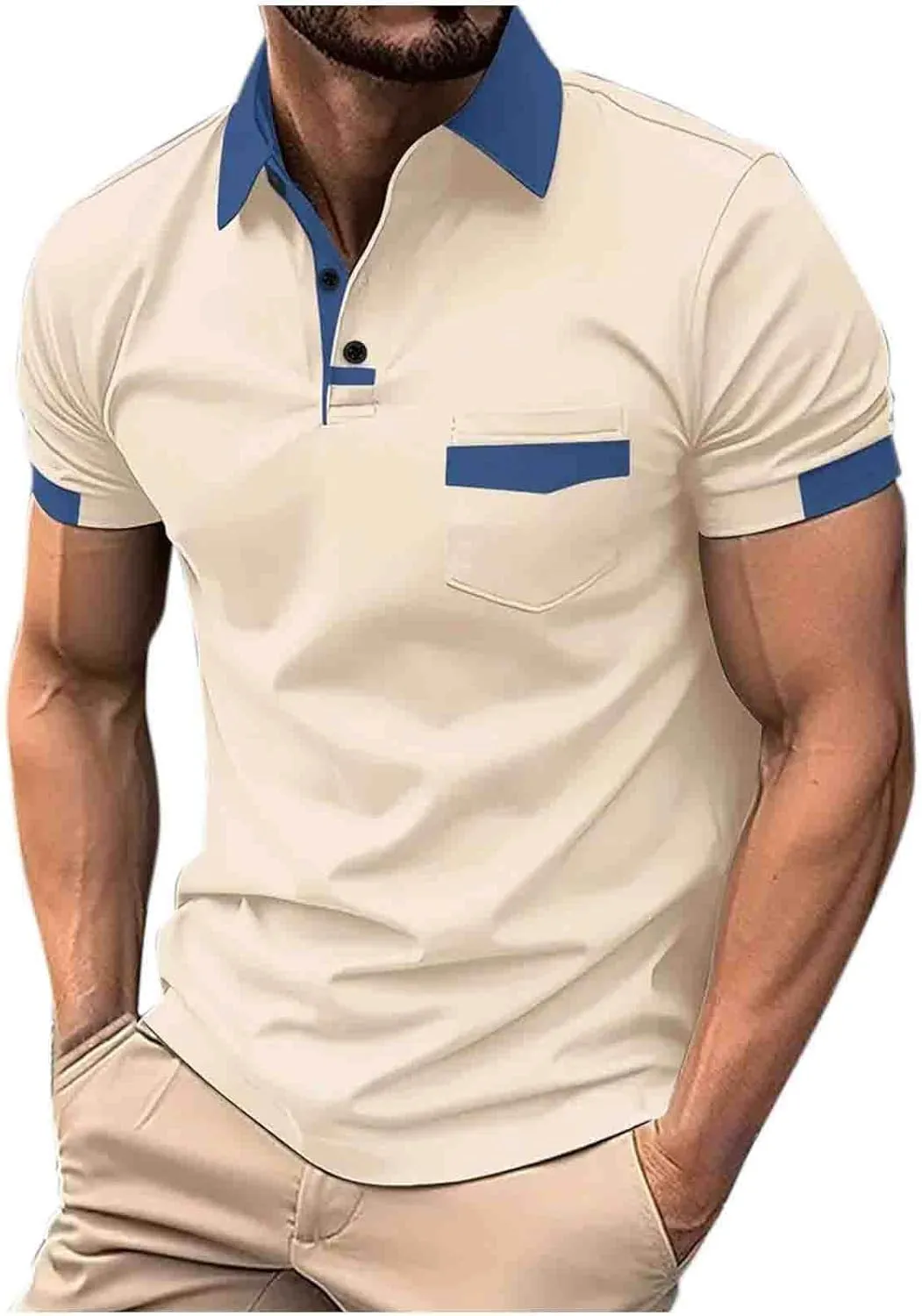 Men's Button Down Shirts Short Sleeve Casual Shirts Summer Beach Shirts Vacation Wedding Muscle Golf Shirts with Pocket