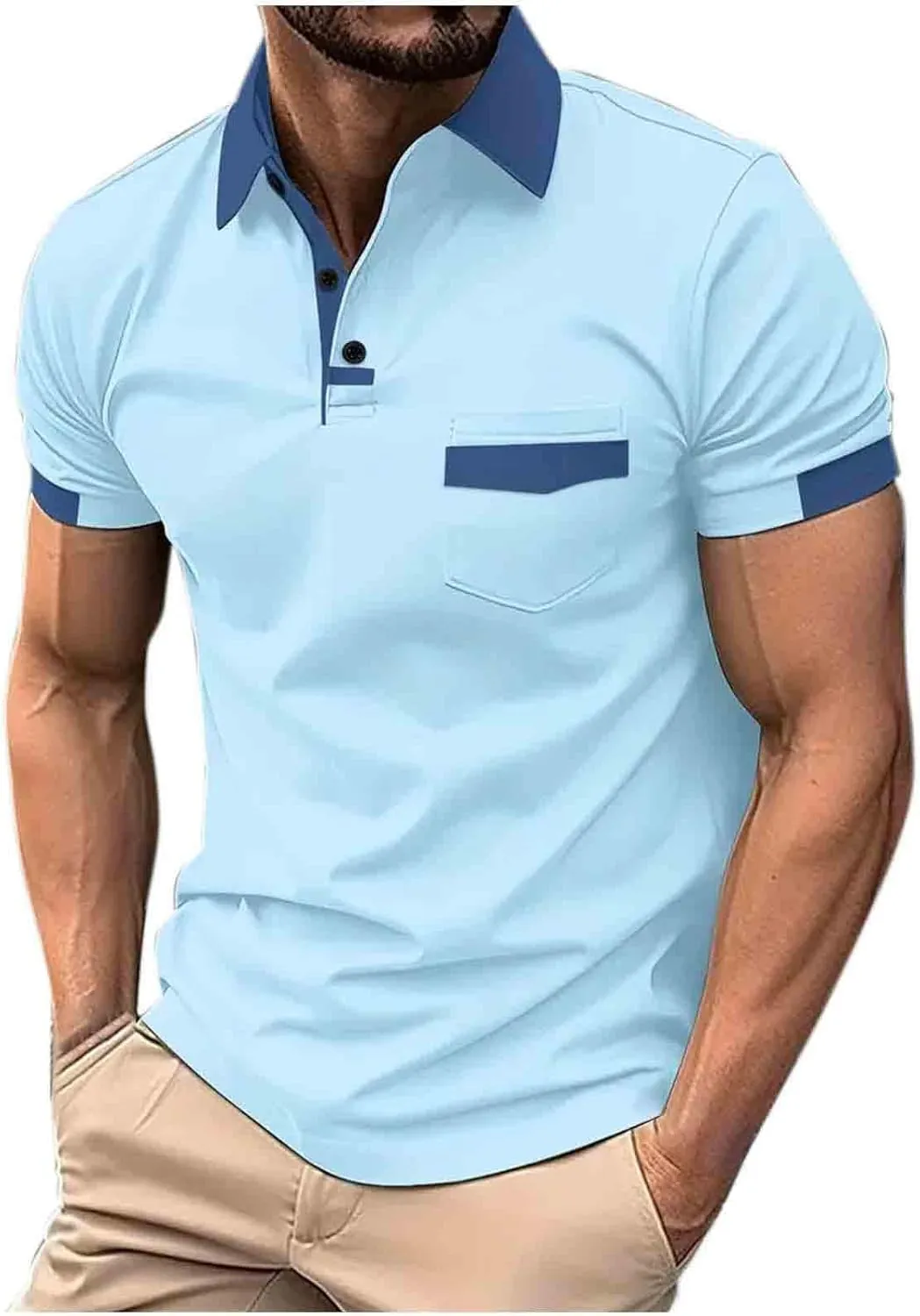 Men's Button Down Shirts Short Sleeve Casual Shirts Summer Beach Shirts Vacation Wedding Muscle Golf Shirts with Pocket