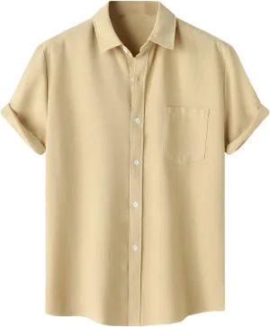 Men's Button Down Shirts Short Sleeve Casual Shirts Summer Beach Shirts Vacation Wedding Shirt