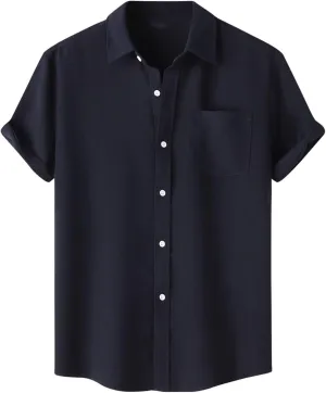 Men's Button Down Shirts Short Sleeve Casual Shirts Summer Beach Shirts Vacation Wedding Shirt