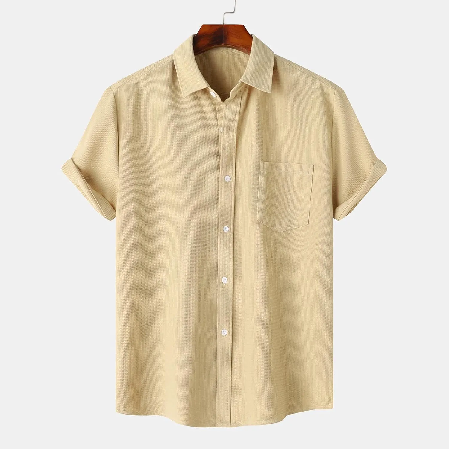 Men's Button Down Shirts Short Sleeve Casual Shirts Summer Beach Shirts Vacation Wedding Shirt