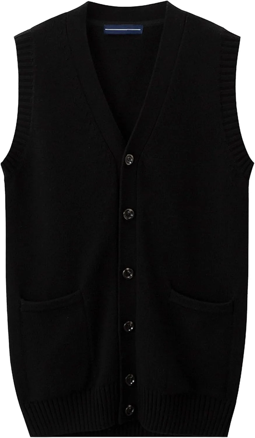 Men's Button Knitted Cardigan Vest Wool Blend V Neck Sweaters Lightweight Tank Top with Pockets