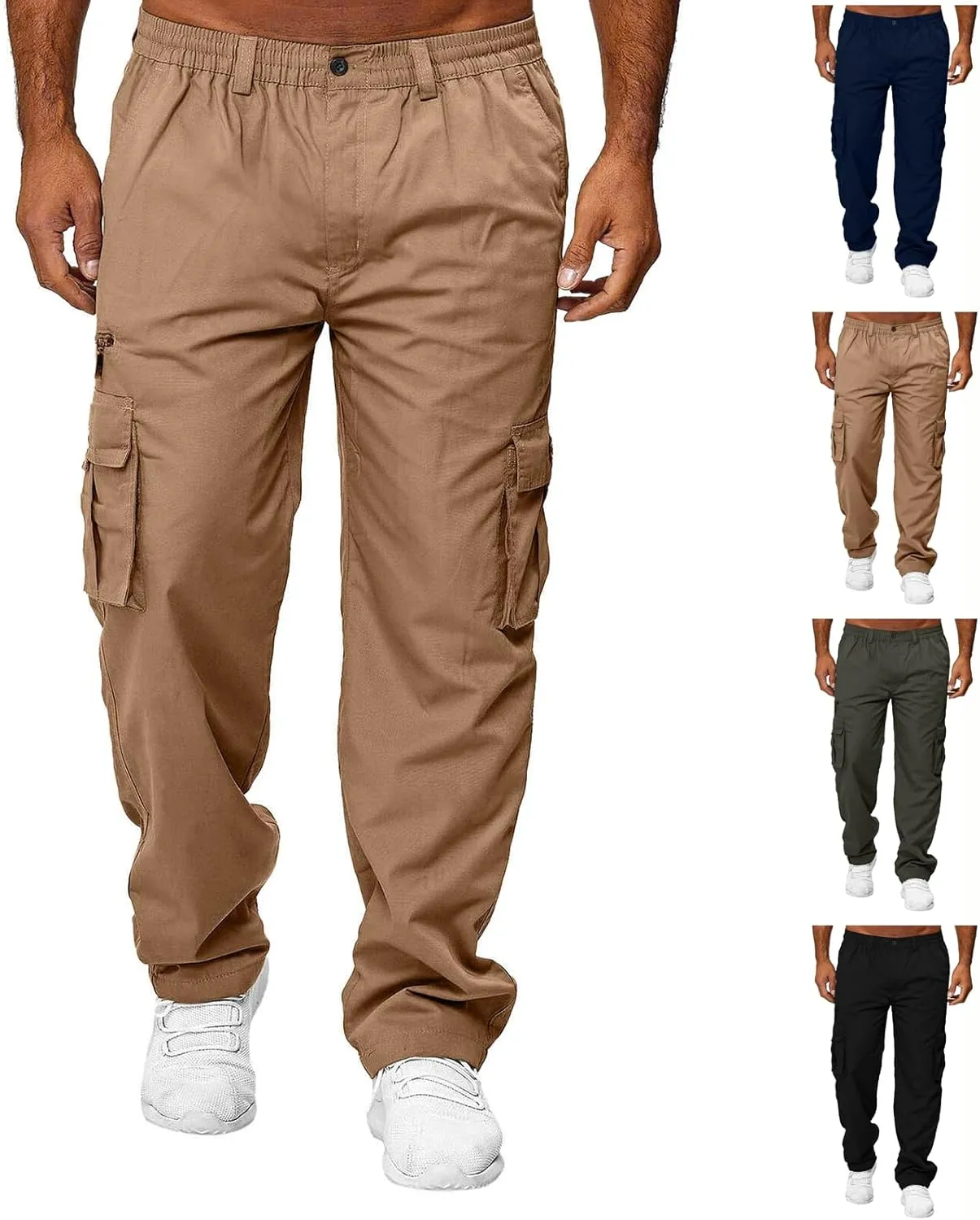 Mens Cargo Pants Multi Pockets Relaxed Fit Stretch Outdoor Work Pants Casual Lightweight Hiking Jogger Sweatpants
