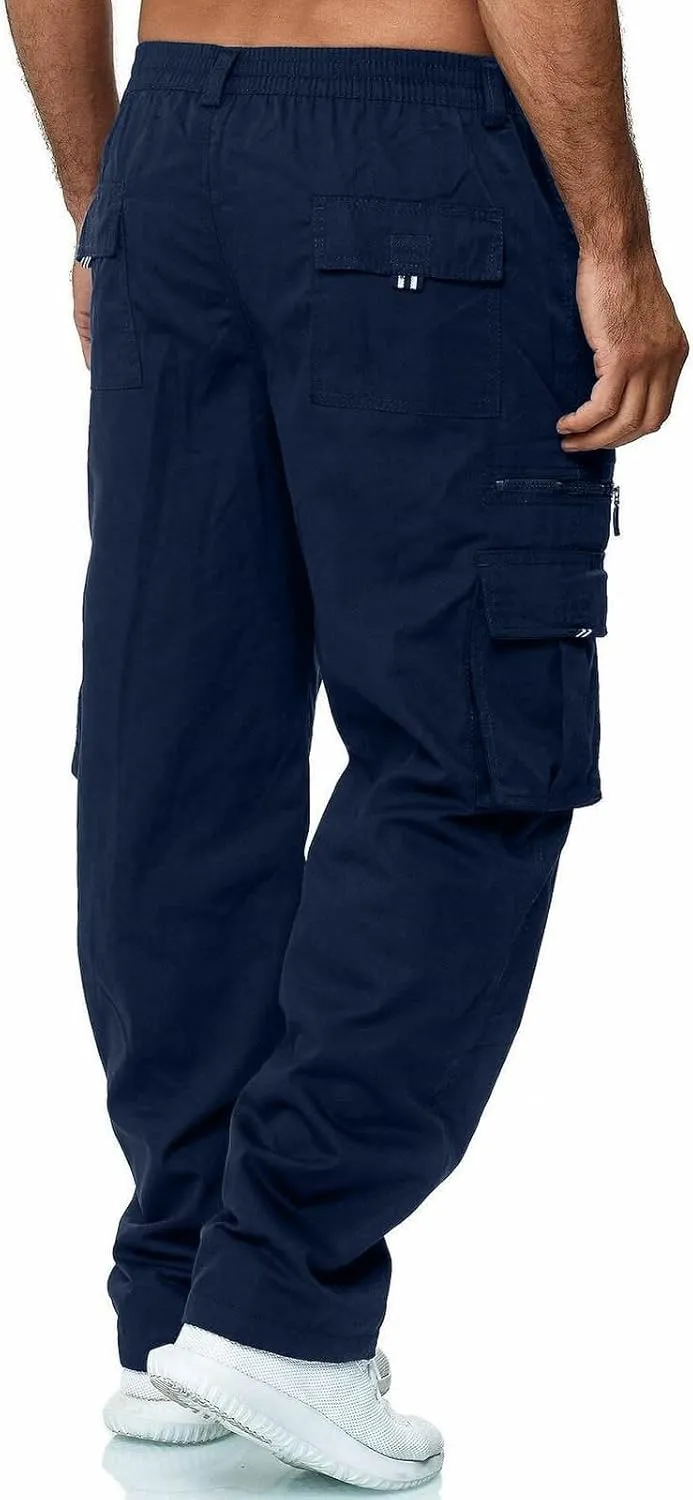 Mens Cargo Pants Multi Pockets Relaxed Fit Stretch Outdoor Work Pants Casual Lightweight Hiking Jogger Sweatpants