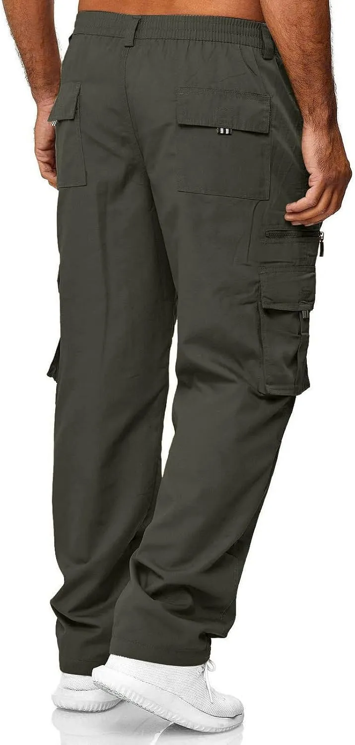 Mens Cargo Pants Multi Pockets Relaxed Fit Stretch Outdoor Work Pants Casual Lightweight Hiking Jogger Sweatpants