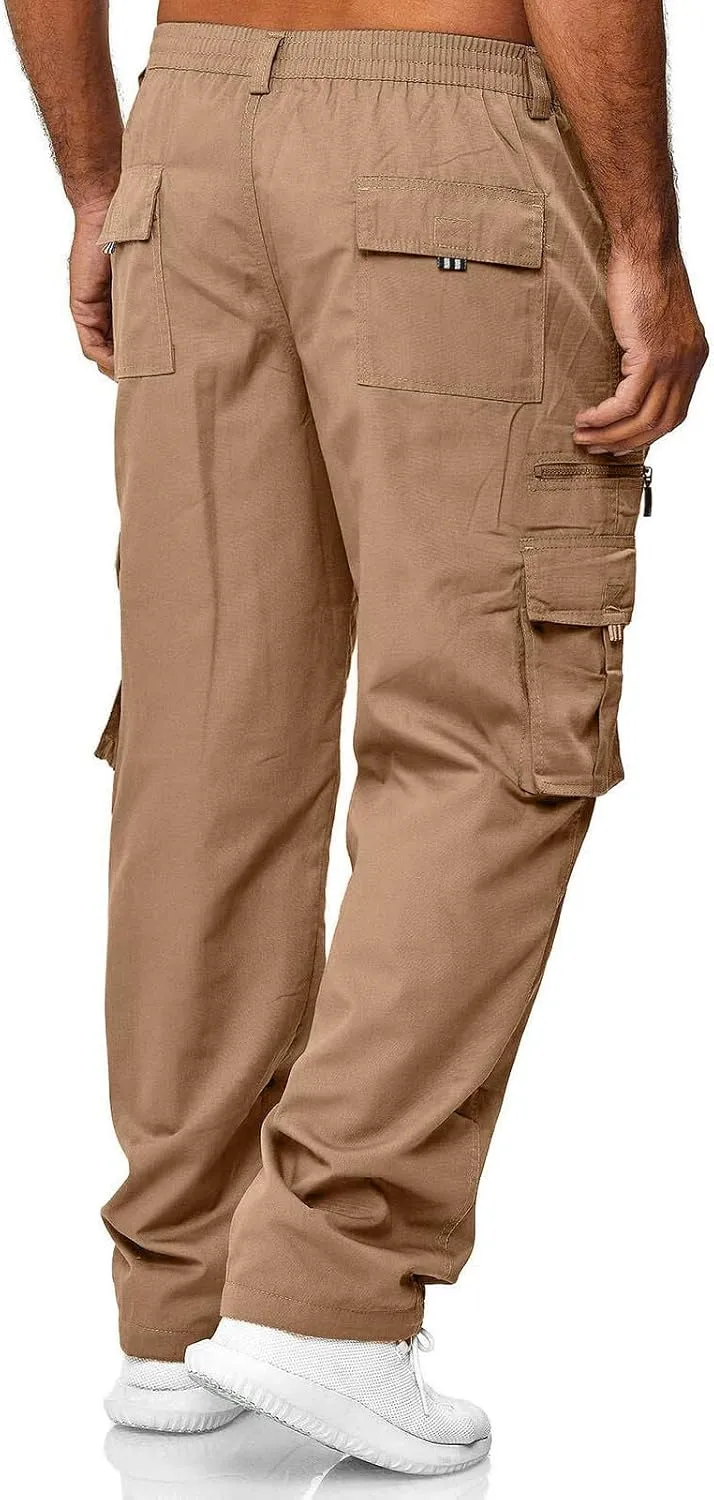Mens Cargo Pants Multi Pockets Relaxed Fit Stretch Outdoor Work Pants Casual Lightweight Hiking Jogger Sweatpants