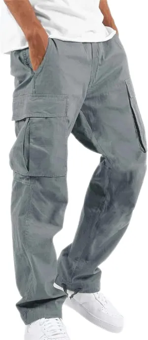 Mens Cargo Pants Relaxed Fit Casual Outdoor Athletic Cotton Joggers Lightweight Camping Hiking Pants with Pockets