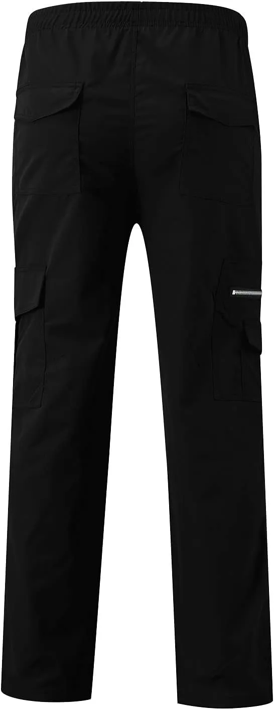 Mens Cargo Pants Relaxed Fit Stretch WaistMultiple Pockets PantsElastic Waist Cargo Sweatpants Fashion Trousers