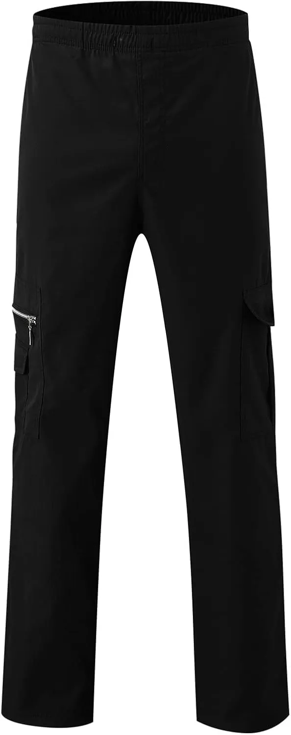 Mens Cargo Pants Relaxed Fit Stretch WaistMultiple Pockets PantsElastic Waist Cargo Sweatpants Fashion Trousers