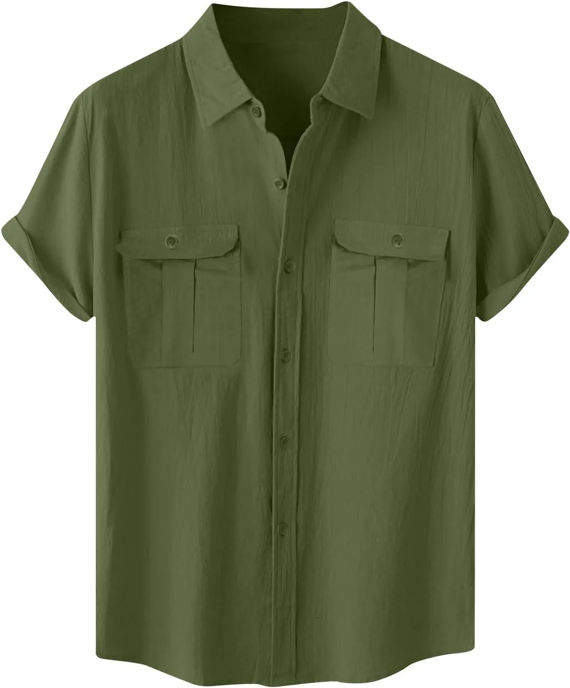 Mens Cargo Shirts Short Sleeve Cotton Linen Tactical T Shirts Multic Pockets Big & Tall Men Summer Hiking Tshirts