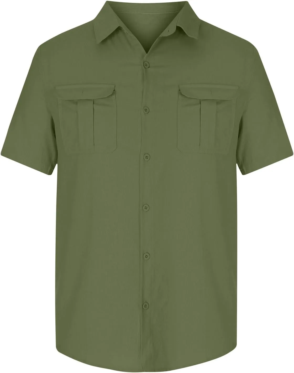Mens Cargo Shirts Short Sleeve Cotton Linen Tactical T Shirts Multic Pockets Big & Tall Men Summer Hiking Tshirts