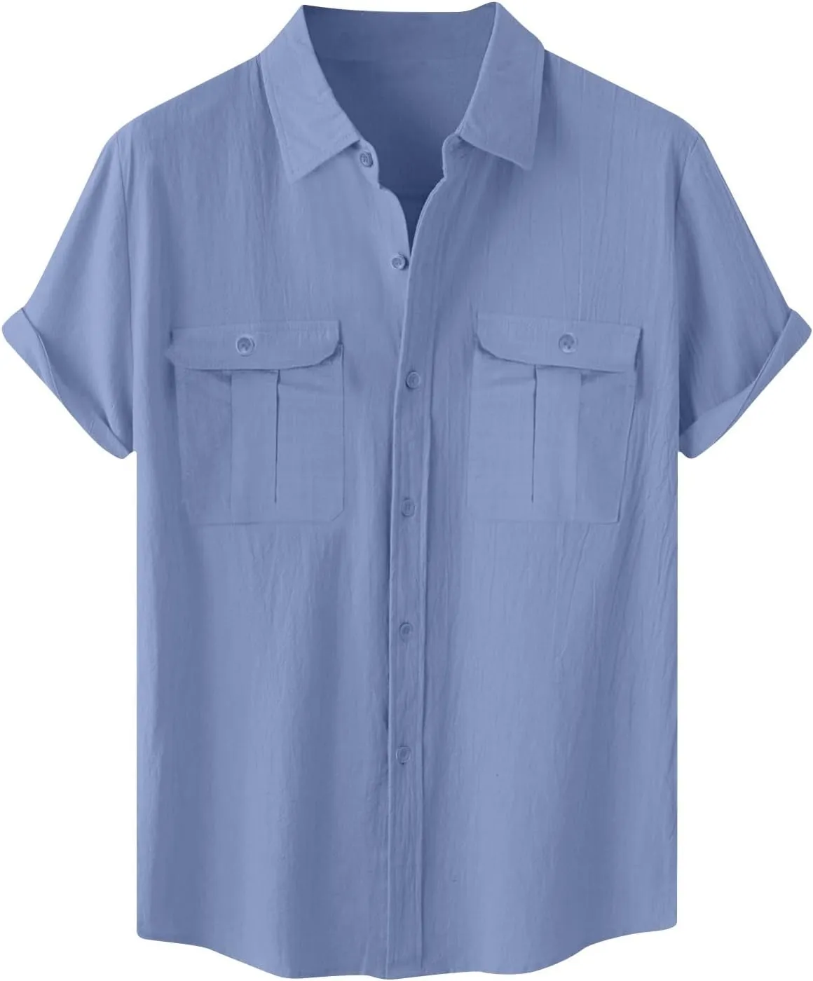 Mens Cargo Shirts Short Sleeve Cotton Linen Tactical T Shirts Multic Pockets Big & Tall Men Summer Hiking Tshirts