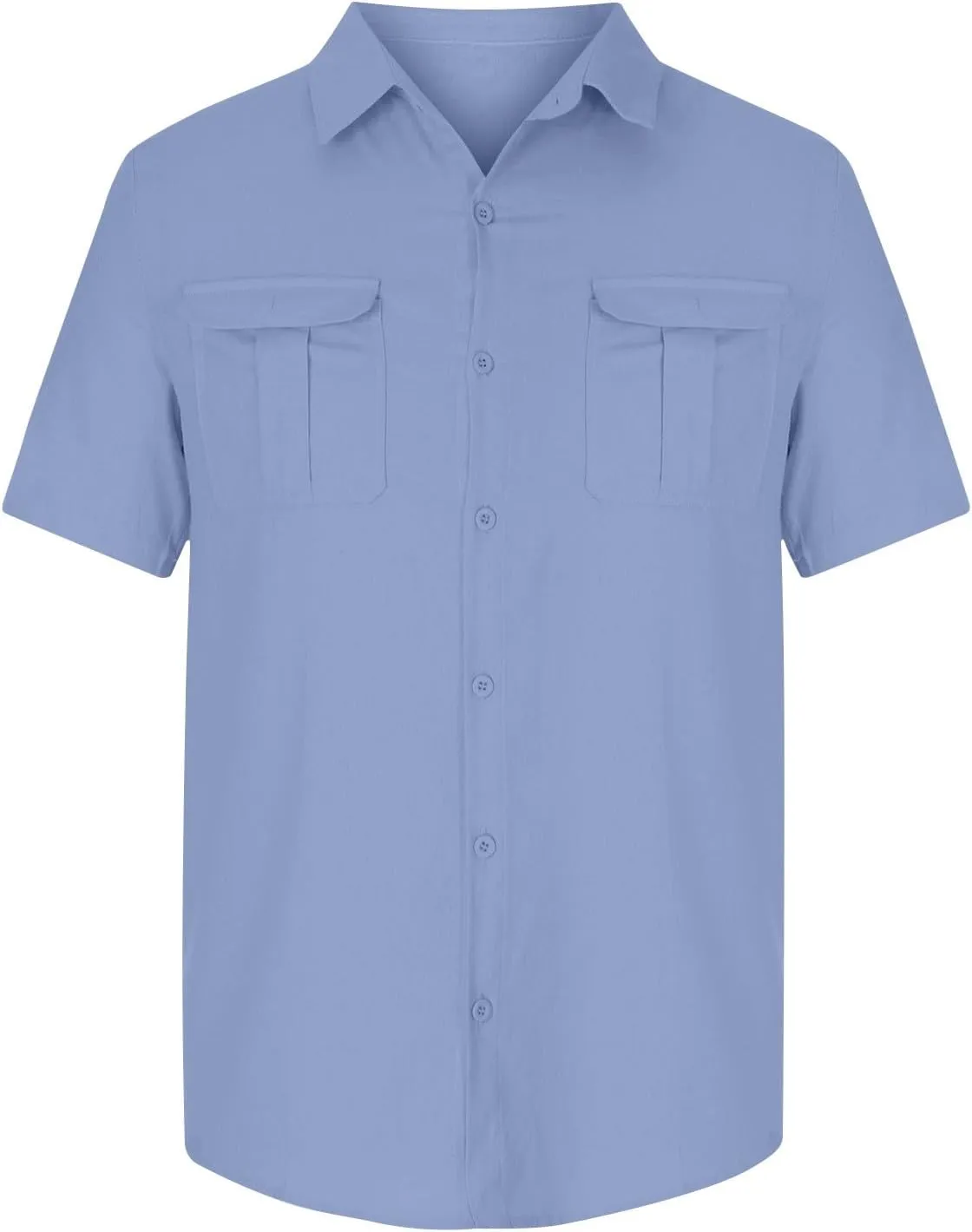 Mens Cargo Shirts Short Sleeve Cotton Linen Tactical T Shirts Multic Pockets Big & Tall Men Summer Hiking Tshirts