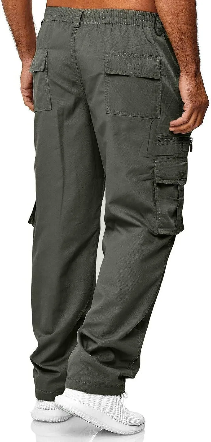 Men's Cargo Sweatpants Open Bottom Hiking Jogger Cargo Sweatpants for Men with Pockets Mens Black Sweatpants